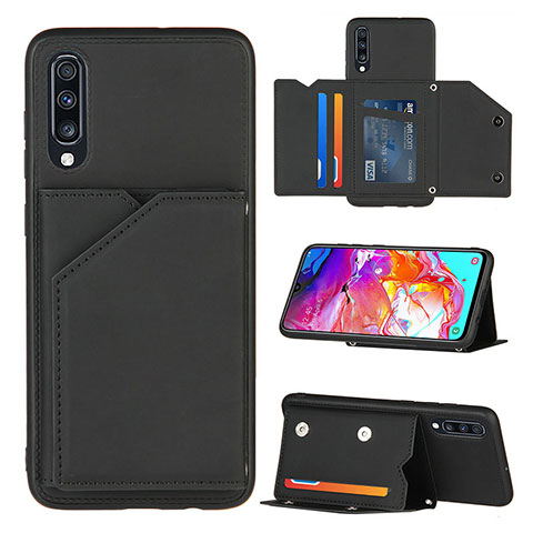 Coque Luxe Cuir Housse Etui Y04B pour Samsung Galaxy A70 Noir