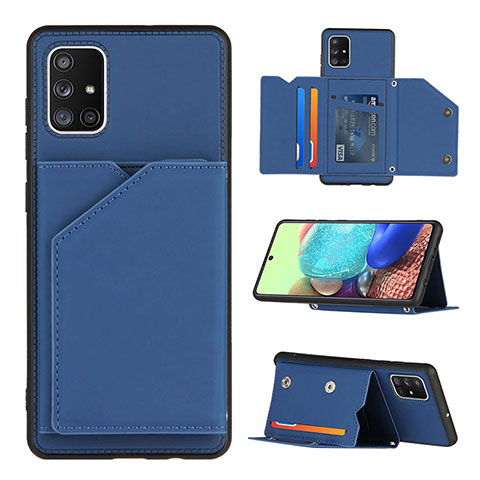 Coque Luxe Cuir Housse Etui Y04B pour Samsung Galaxy A71 5G Bleu