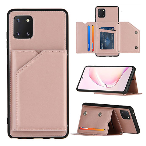 Coque Luxe Cuir Housse Etui Y04B pour Samsung Galaxy A81 Or Rose