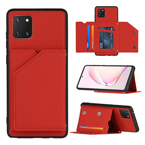 Coque Luxe Cuir Housse Etui Y04B pour Samsung Galaxy A81 Rouge