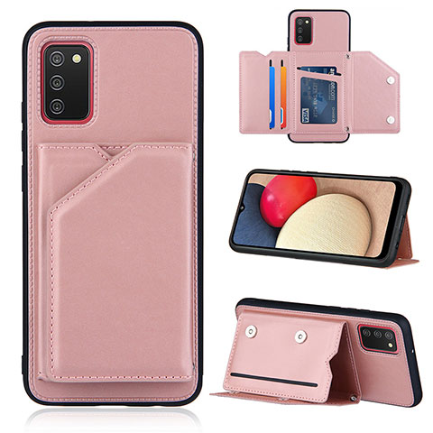 Coque Luxe Cuir Housse Etui Y04B pour Samsung Galaxy F02S SM-E025F Or Rose