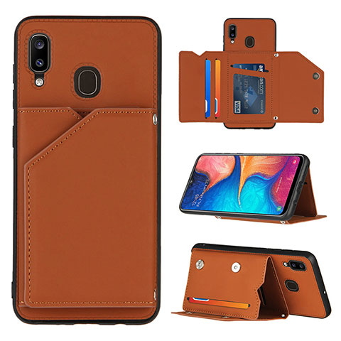 Coque Luxe Cuir Housse Etui Y04B pour Samsung Galaxy M10S Marron