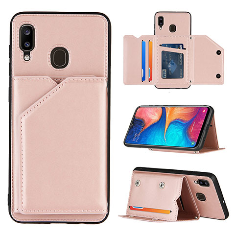 Coque Luxe Cuir Housse Etui Y04B pour Samsung Galaxy M10S Or Rose