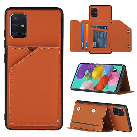 Coque Luxe Cuir Housse Etui Y04B pour Samsung Galaxy M40S Marron