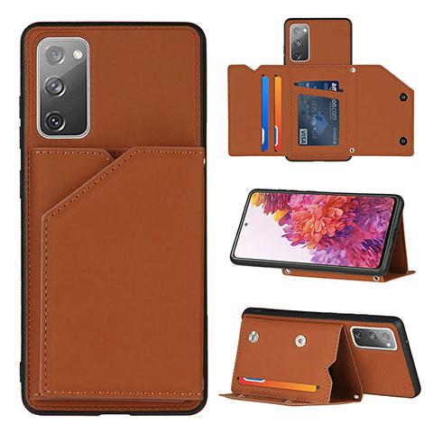 Coque Luxe Cuir Housse Etui Y04B pour Samsung Galaxy S20 FE (2022) 5G Marron