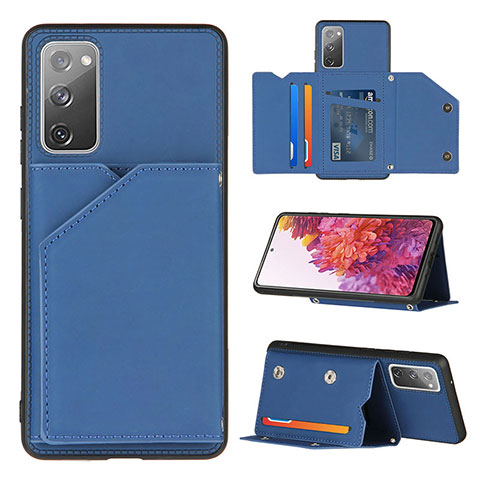 Coque Luxe Cuir Housse Etui Y04B pour Samsung Galaxy S20 FE 4G Bleu