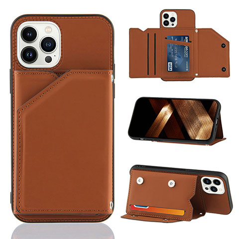 Coque Luxe Cuir Housse Etui Y05B pour Apple iPhone 13 Pro Max Marron