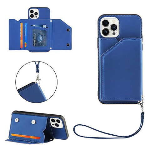 Coque Luxe Cuir Housse Etui Y06B pour Apple iPhone 13 Pro Bleu