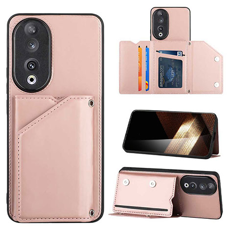 Coque Luxe Cuir Housse Etui YB1 pour Huawei Honor 90 5G Or Rose