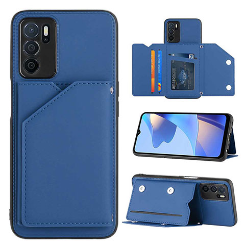 Coque Luxe Cuir Housse Etui YB1 pour Oppo A16s Bleu