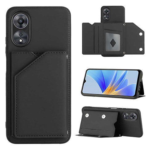 Coque Luxe Cuir Housse Etui YB1 pour Oppo A17 Noir