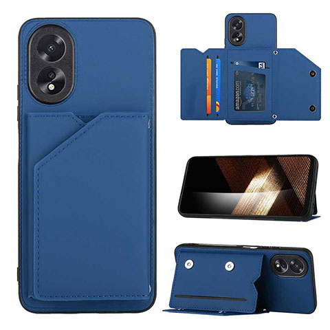 Coque Luxe Cuir Housse Etui YB1 pour Oppo A18 Bleu