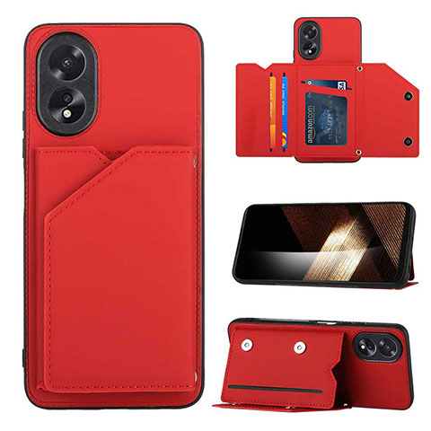 Coque Luxe Cuir Housse Etui YB1 pour Oppo A18 Rouge