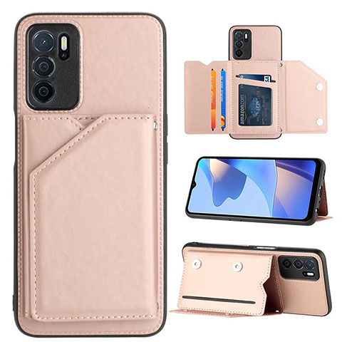 Coque Luxe Cuir Housse Etui YB1 pour Oppo A54s Or Rose