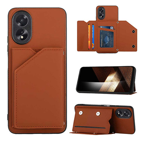 Coque Luxe Cuir Housse Etui YB1 pour Oppo A58 4G Marron