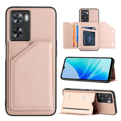 Coque Luxe Cuir Housse Etui YB1 pour Oppo A77s Or Rose