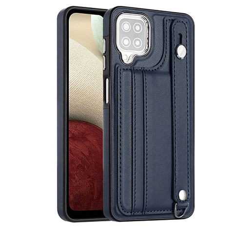 Coque Luxe Cuir Housse Etui YB1 pour Samsung Galaxy A12 5G Bleu