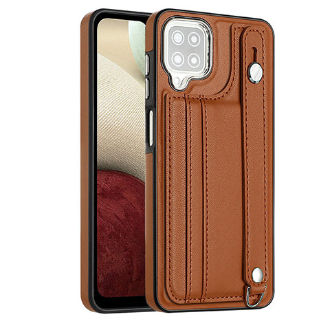 Coque Luxe Cuir Housse Etui YB1 pour Samsung Galaxy A12 5G Marron