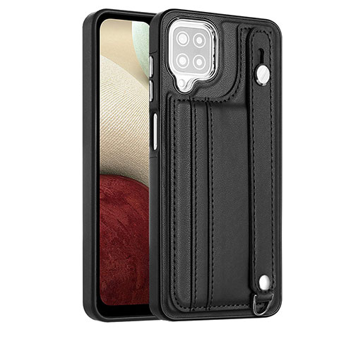 Coque Luxe Cuir Housse Etui YB1 pour Samsung Galaxy A12 Nacho Noir