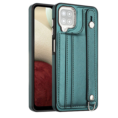 Coque Luxe Cuir Housse Etui YB1 pour Samsung Galaxy A12 Nacho Vert