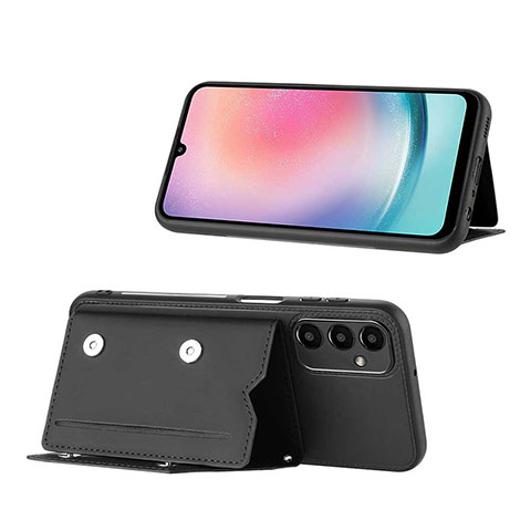 Coque Luxe Cuir Housse Etui YB1 pour Samsung Galaxy A14 4G Noir