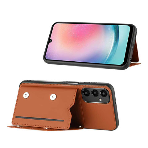 Coque Luxe Cuir Housse Etui YB1 pour Samsung Galaxy A25 5G Marron