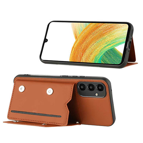 Coque Luxe Cuir Housse Etui YB1 pour Samsung Galaxy A34 5G Marron