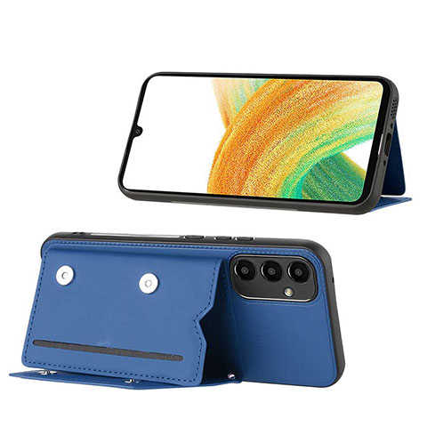 Coque Luxe Cuir Housse Etui YB1 pour Samsung Galaxy A54 5G Bleu