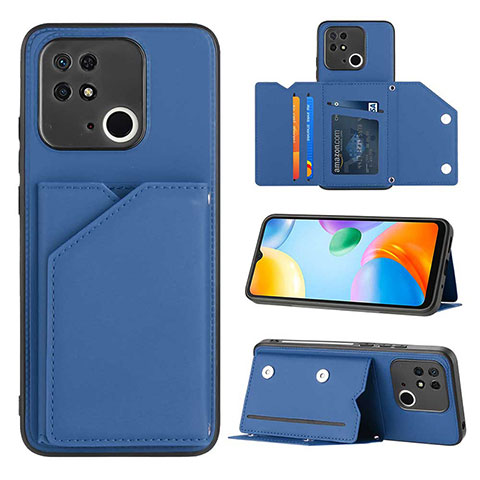 Coque Luxe Cuir Housse Etui YB1 pour Xiaomi Redmi 10 India Bleu