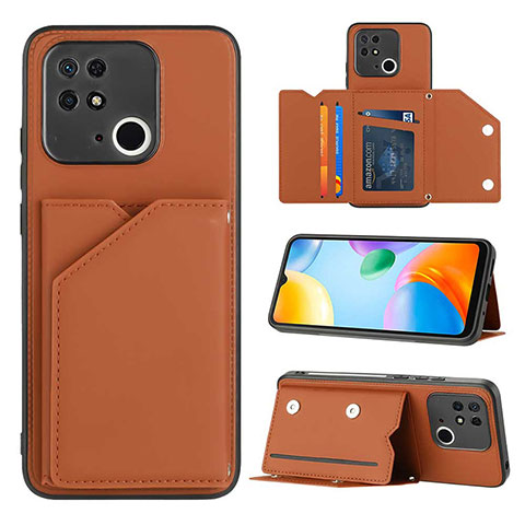 Coque Luxe Cuir Housse Etui YB1 pour Xiaomi Redmi 10 Power Marron