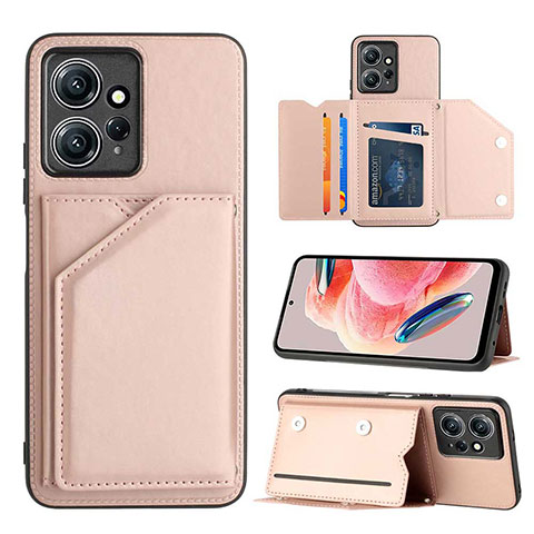 Coque Luxe Cuir Housse Etui YB1 pour Xiaomi Redmi Note 12 4G Or Rose