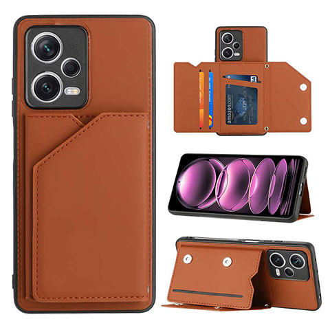 Coque Luxe Cuir Housse Etui YB1 pour Xiaomi Redmi Note 12 5G Marron