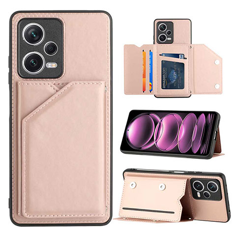 Coque Luxe Cuir Housse Etui YB1 pour Xiaomi Redmi Note 12 5G Or Rose