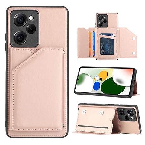 Coque Luxe Cuir Housse Etui YB1 pour Xiaomi Redmi Note 12 Pro Speed 5G Or Rose