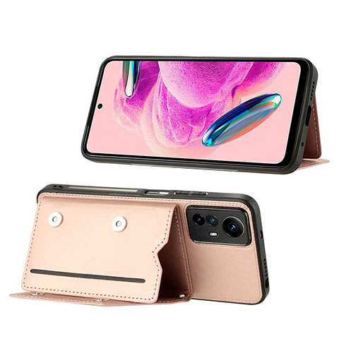 Coque Luxe Cuir Housse Etui YB1 pour Xiaomi Redmi Note 12S Or Rose