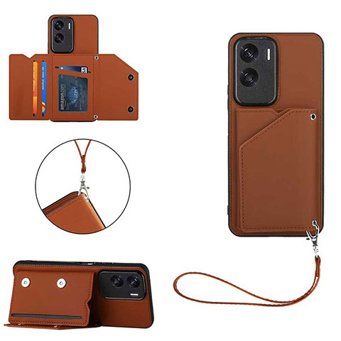 Coque Luxe Cuir Housse Etui YB2 pour Huawei Honor 90 Lite 5G Marron