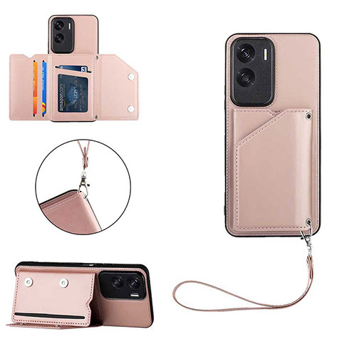 Coque Luxe Cuir Housse Etui YB2 pour Huawei Honor 90 Lite 5G Or Rose