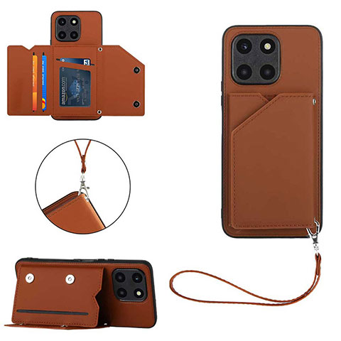 Coque Luxe Cuir Housse Etui YB2 pour Huawei Honor X6a Marron