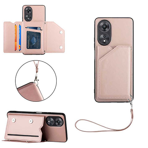 Coque Luxe Cuir Housse Etui YB2 pour Oppo A18 Or Rose