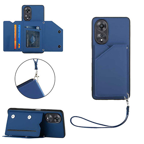 Coque Luxe Cuir Housse Etui YB2 pour Oppo A38 Bleu