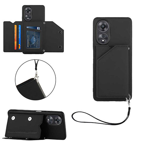 Coque Luxe Cuir Housse Etui YB2 pour Oppo A38 Noir