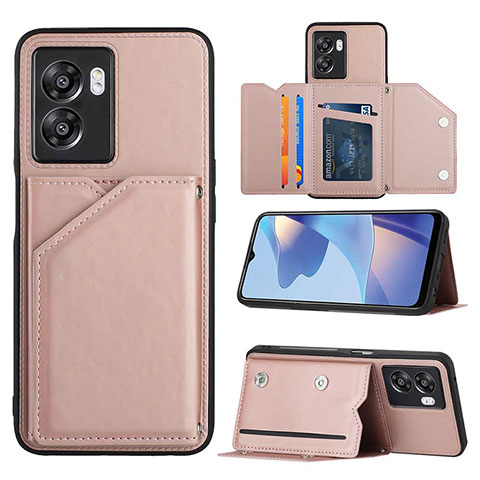 Coque Luxe Cuir Housse Etui YB2 pour Oppo A57 5G Or Rose