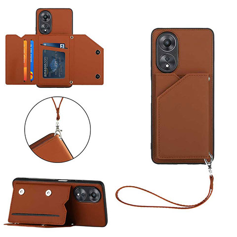 Coque Luxe Cuir Housse Etui YB2 pour Oppo A58 4G Marron