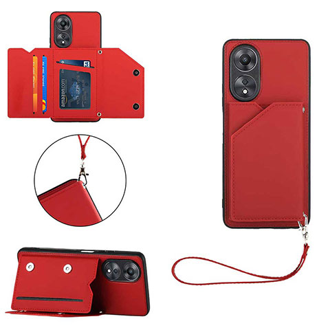 Coque Luxe Cuir Housse Etui YB2 pour Oppo A58 4G Rouge