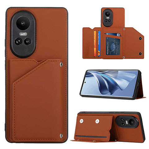 Coque Luxe Cuir Housse Etui YB2 pour Oppo Reno10 5G Marron