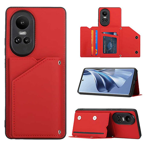 Coque Luxe Cuir Housse Etui YB2 pour Oppo Reno10 5G Rouge