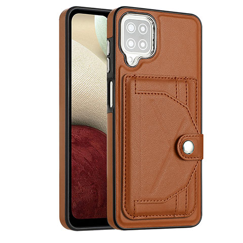 Coque Luxe Cuir Housse Etui YB2 pour Samsung Galaxy A12 5G Marron