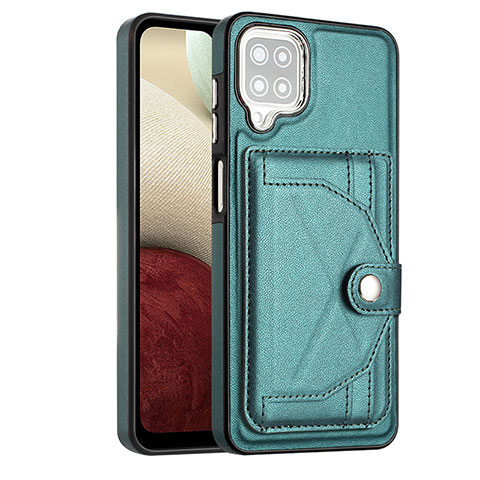 Coque Luxe Cuir Housse Etui YB2 pour Samsung Galaxy A12 Nacho Vert