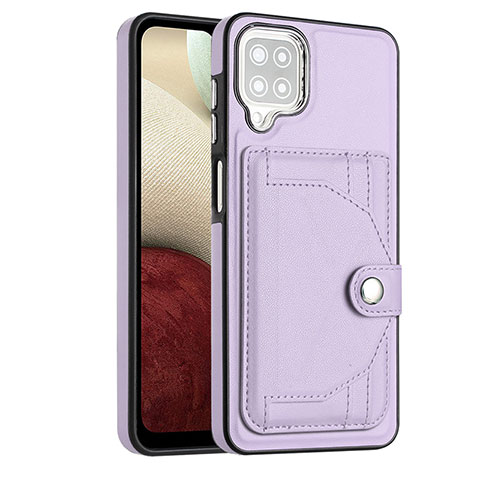 Coque Luxe Cuir Housse Etui YB2 pour Samsung Galaxy A12 Violet