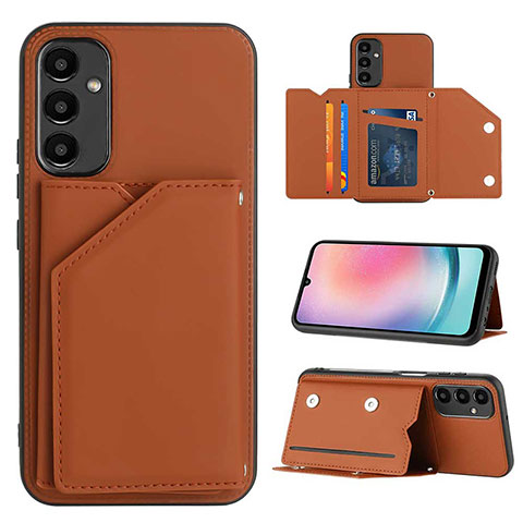 Coque Luxe Cuir Housse Etui YB2 pour Samsung Galaxy A14 4G Marron